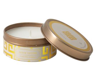 Lumanare parfumata Mocca Royal, cutie metalica aurie, 6x3 cm