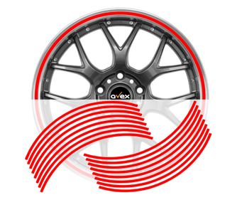 Комплект 16 стикера за джанти Avex, Тип пръстен, Лъскавочервен