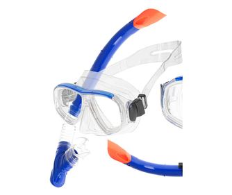 Bűvárszemüveg légzőcsővel, 16cm x 10cm x 6,5cm, Kék