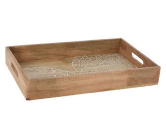Отлична тава за сервиране на домашни потреби, мангово дърво, 30x20x6 см, кафяво