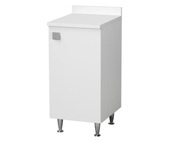 Fehér szekrény hátfallal, fém lábakkal és állítható polccal, előre összeszerelve fürdőszobába, mosókonyhába, konyhába és előszob