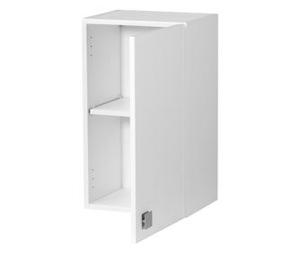 Fehér kőris faliszekrény 40×69×33 cm ajtóval és állítható polccal, előre összeszerelve fürdőszobába, konyhába, mosókonyhába és e