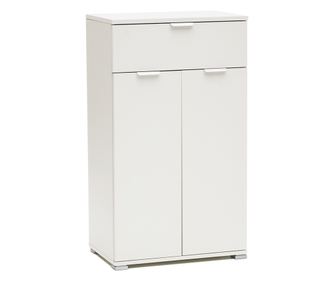 Fehér éjjeliszekrény 45×85×38 cm 2 ajtóval, fiókkal és állítható polcokkal, előre összeszerelve hálószobába, előszobába, fürdősz