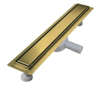 Rigola de dus 90 cm, inox auriu, slim, cu sifon 360°, filtru par, debit 40l/min, montaj reglabil, design premium