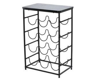 Stojan na víno Koopman na 12 lahví, kov/dřevo, 40x26x60 cm, černý