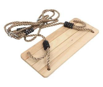 Mercaton Drvena ljuljačka s užetom, za djecu, pravokutna, maksimalna težina 150 kg, +3 godine, 40 x 16,2 x 1,2 cm, smeđa