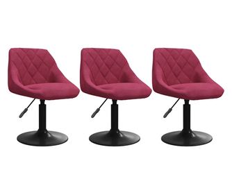 Kuhinjski stoli s pivotiranjem, 6 kosov, vino rdeča, žamet