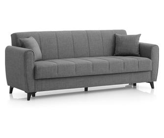 Canapea extensibilă Delhi, 3 locuri, material textil gri deschis, cu ladă depozitare şi arcuri, 216*85*85
