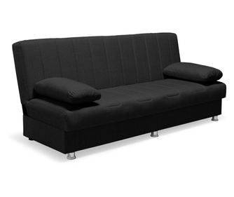 Canapea extensibilă Economix, 3 locuri, material textil negru, cu ladă depozitare şi arcuri, 190*88*82