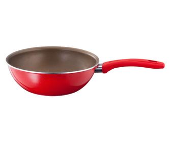 Λαμπερό τηγάνι Wok από αλουμίνιο, 24 εκ., Κόκκινο