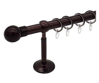 Galerie pentru draperie si perdea metal 25 mm  ANGLIA  simpla, ciocolata, 300 cm, capete SHEFFIELD