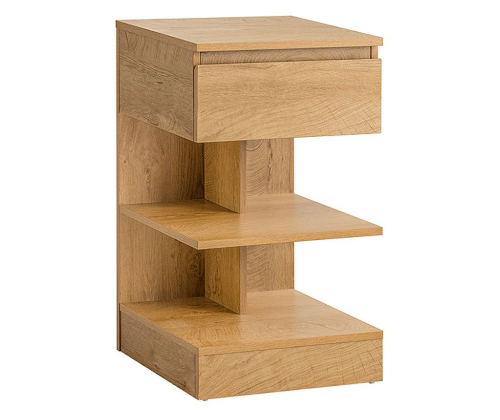 SoBuy nočni omarici z dvema predaloma in policama, komoda v naravni barvi