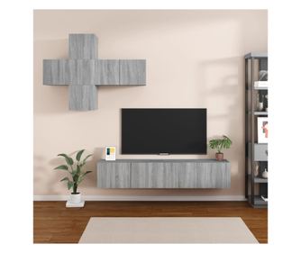 Set dulapuri TV, 7 piese, gri sonoma, lemn prelucrat