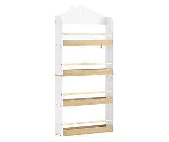 SoBuy Montessori polica za knjige, dječji stalak s 4 police, bijela i prirodna