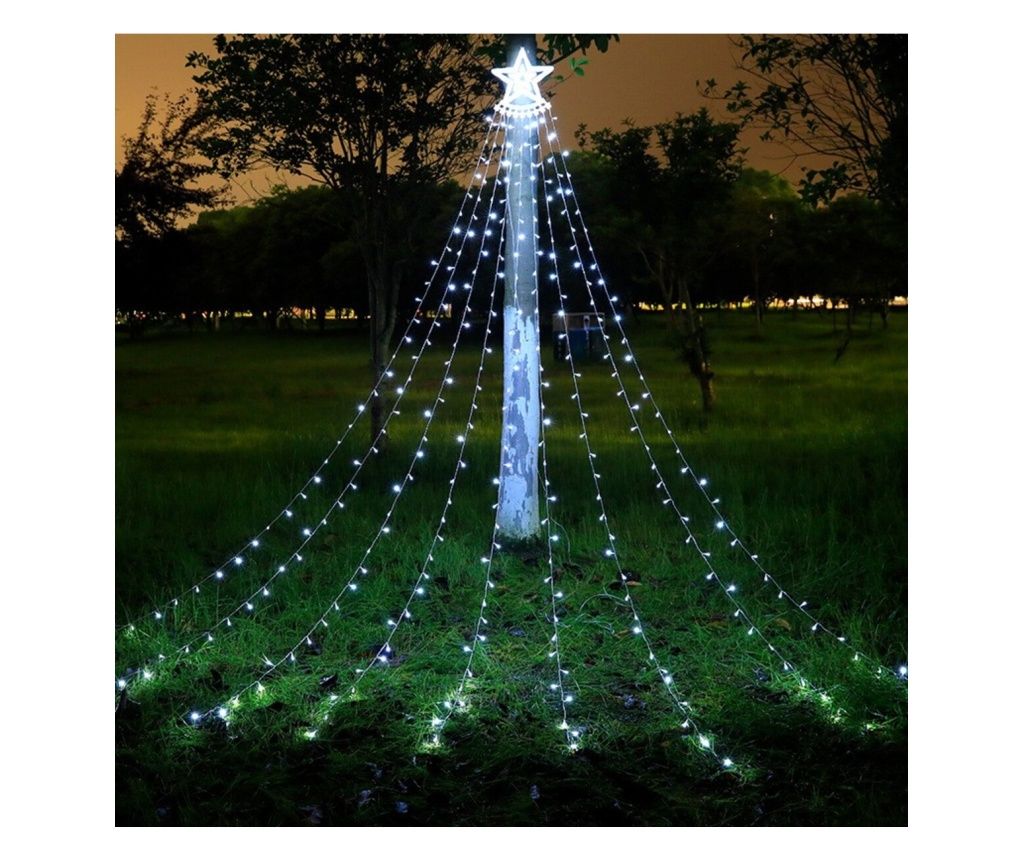 Χριστουγεννιάτικη Διακόσμηση Κουρτίνας, Με Φωτεινό Αστέρι, 350 Λαμπάκια LED, Λειτουργία με Ρεύμα