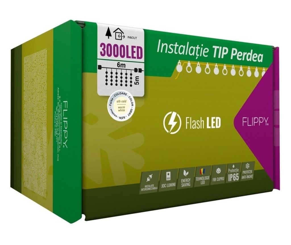 Επαγγελματικά Χριστουγεννιάτικα Φωτάκια Εξωτερικού Χώρου - Στυλ Κουρτίνας, 6m x 5m, 3000 Μεγάλα Θερμά Λευκά LED, Βαθμός Προστασί