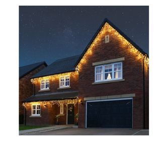 Christmas Installation, 45 m, LEDs, Fringes, Warm White, Flash, Power Supply, Interconnectable, Wire A