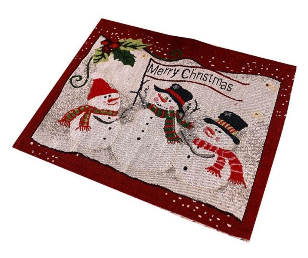 Χριστουγεννιάτικη Πετσέτα Τραπεζιού με Χιονάνθρωπους και "Καλά Χριστούγεννα"