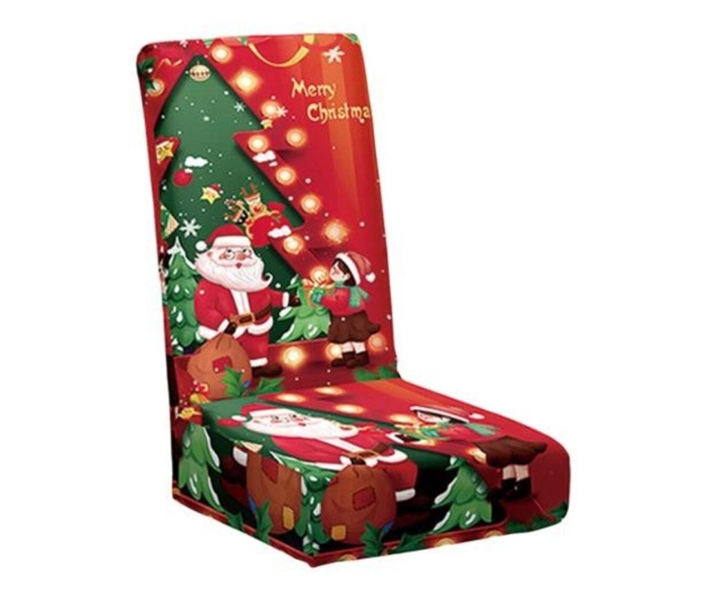 Vianočný poťah na stoličku - Santa Claus a chlapec (Model 2)