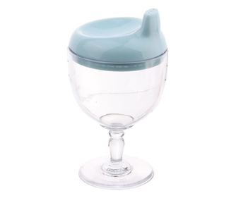 Átlátszó műanyag itatópohár gyerekeknek, 14 x 7,7 cm, kiöntésgátló csőrrel, 3+ éves kortól