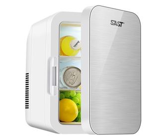 Mini cosmetic refrigerator with dual heating/cooling function, portable, 8L, gray