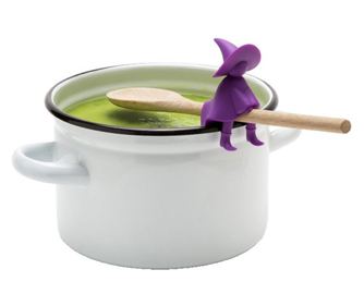 Anti-Spill Lid Holder, Witch Pattern Pot Spoon Holder, Silicone, Purple