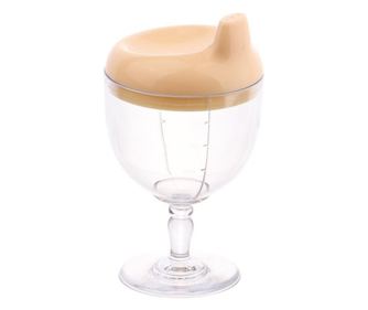 Átlátszó műanyag itatópohár gyerekeknek, 14 x 7,7 cm, kiömlésmentes csőrrel, 3 éves kortól