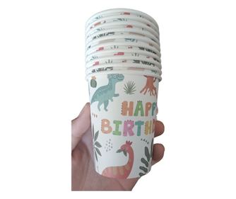 10 db-os dinoszaurusz mintás pohár szett, karton, 250 ml, 7,5 x 8,5 x 5,2 cm, többszínű