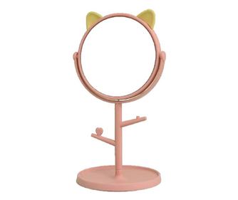 Kozmetično ogledalo s stojalom, 360-stopinjsko vrtenje, premer 15 cm, okrogla podlaga za nakit + 2