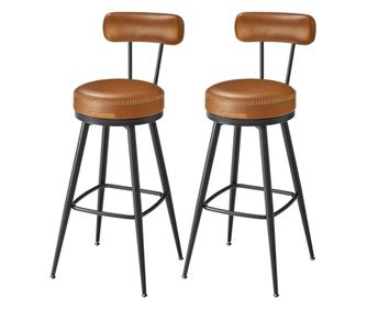 VASAGLE Set 2 barskih stolov z naslonjalom - Karamelno rjava