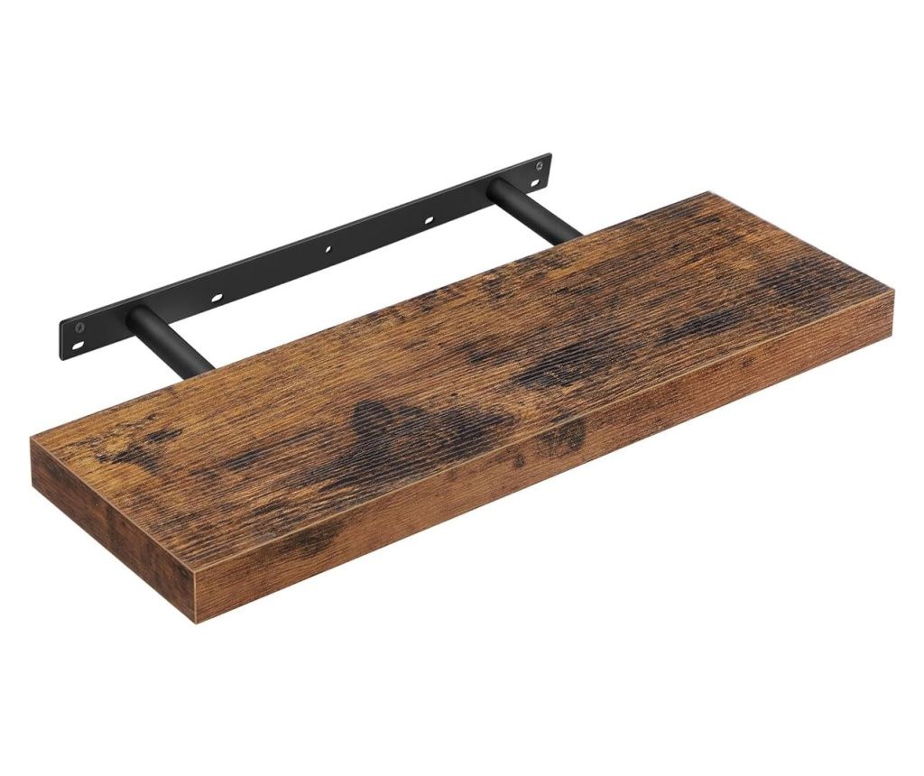 VASAGLE Floating Wall Shelf, MDF, Mounting System Included, 60x20x4cm, Vintage Brown