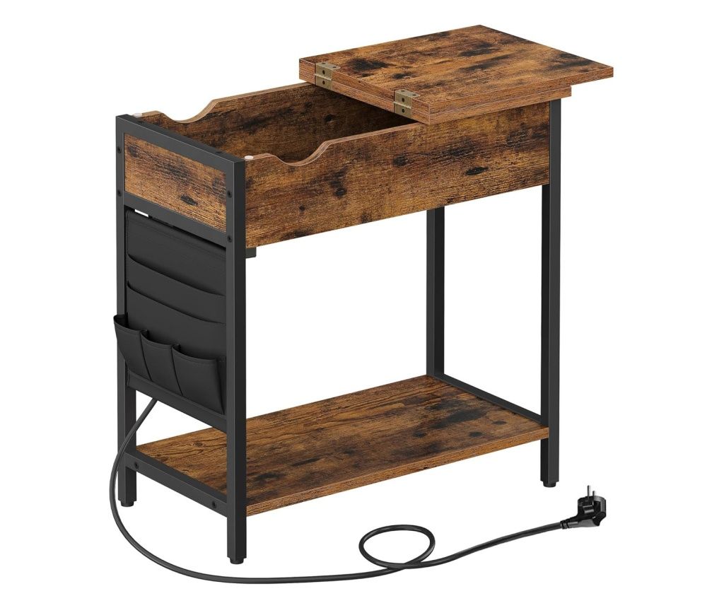 VASAGLE Πτυσσόμενο Τραπεζάκι με Πρίζες και Θύρες USB