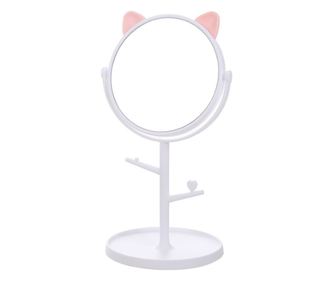 Kozmetično ogledalo s stojalom, 360-stopinjsko vrtenje, premer 15 cm, okrogla podlaga za nakit
