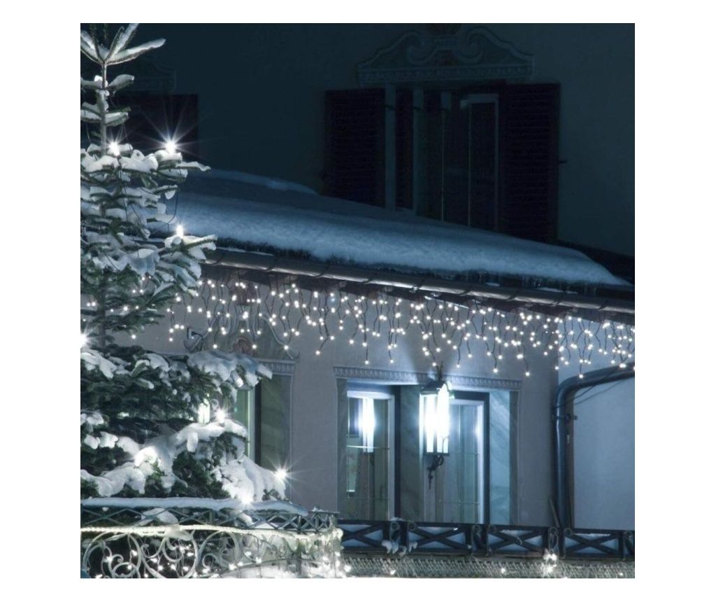 Коледна светлинна гирлянда, форма на костенурка, 5м, 143 LED, мигащи, бял кабел, студено бяла светлина