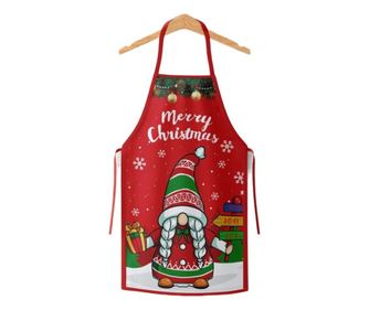 Christmas Theme Decorative Kitchen Apron, 50 x 70 cm, Elf Pattern, Polyester, Red
