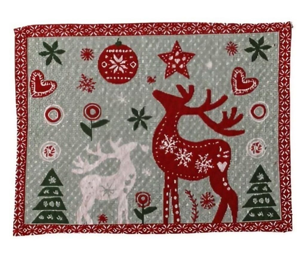 Χριστουγεννιάτικη Πετσέτα Τραπεζιού - Σχέδιο με Ταράνδους και Σφαίρες