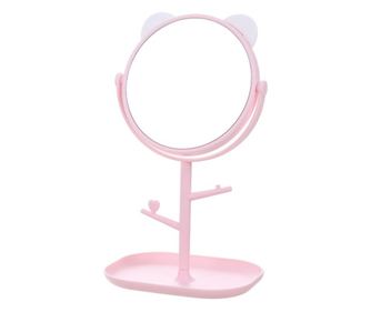 Kozmetično ogledalo s stojalom, 360-stopinjsko vrtenje, premer 15 cm, osnova in ročaji za nakit