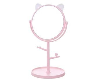 Kozmetično ogledalo s stojalom, 360-stopinjsko vrtenje, premer 15 cm, okrogla podlaga z držalom za nakit