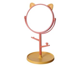 Kozmetično ogledalo s stojalom, 360-stopinjsko vrtenje, premer 15 cm, okrogla podlaga z držalom za nakit