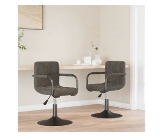 Kuhinjski vrtljivi stoli, 2 kosa, temno sivi, žamet