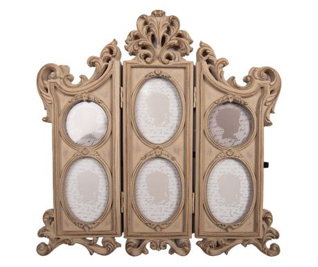 Bež poliresin stolni okvir za slike 31x2x30 cm / (4)7x9 cm (2) Ø 6 cm