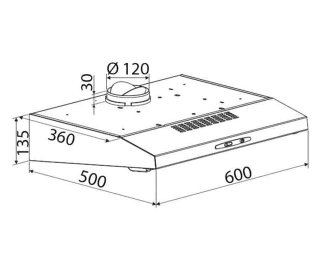Традиционен аспиратор Bomann, DU 623.3 A, 5-слойни алуминиеви филтри, 3 степени на мощност, LED осветление, филтър с активен въг