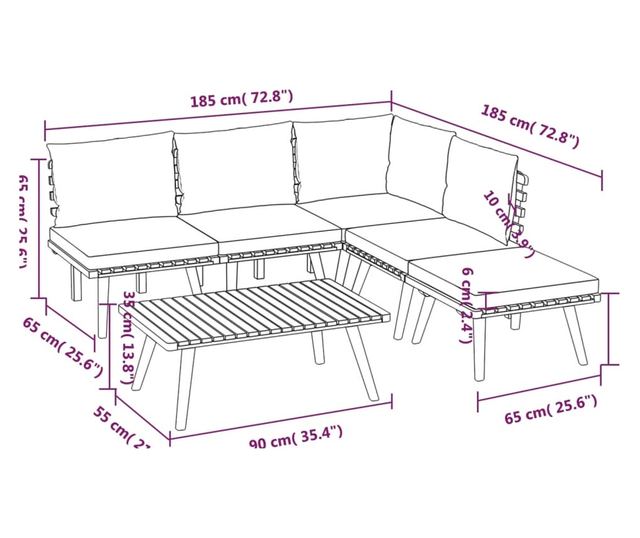 Vrtni set namještaja s jastucima, 6 dijelova, masivno drvo akacije
