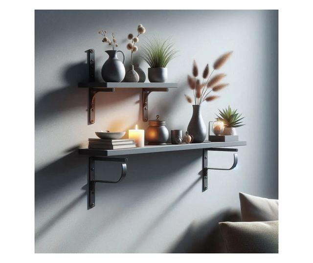 Szürke polc, 120x30x1,8 cm