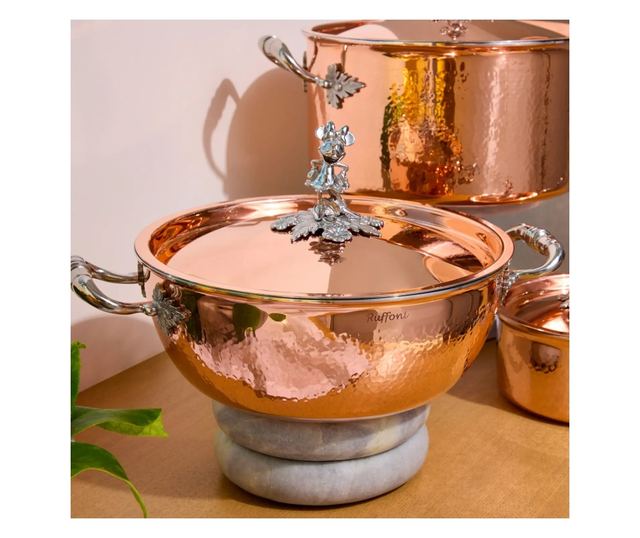 Ruffoni x Disney réz edénykészlet, Opus Cupra kollekció, 7 darabos, 3 fedővel, kézzel készített Olaszországban, tapadásmentes be