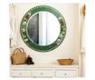 Kézzel festett fa tükör, zöld, rusztikus, 50 cm átmérő