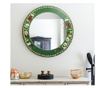 Kézzel festett fa tükör, zöld, rusztikus, 50 cm átmérő