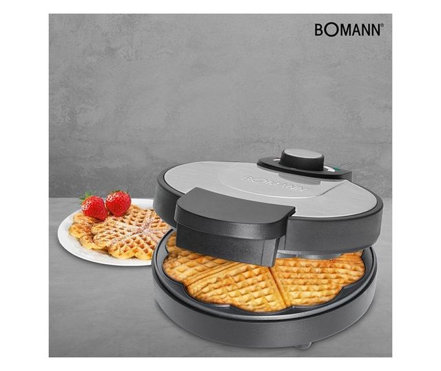Гофретник BOMANN WA 1365 CB, 1000 W, Ø 18 см, Незалепващо покритие, за 5 вафли