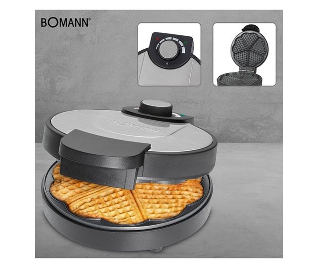 Гофретник BOMANN WA 1365 CB, 1000 W, Ø 18 см, Незалепващо покритие, за 5 вафли