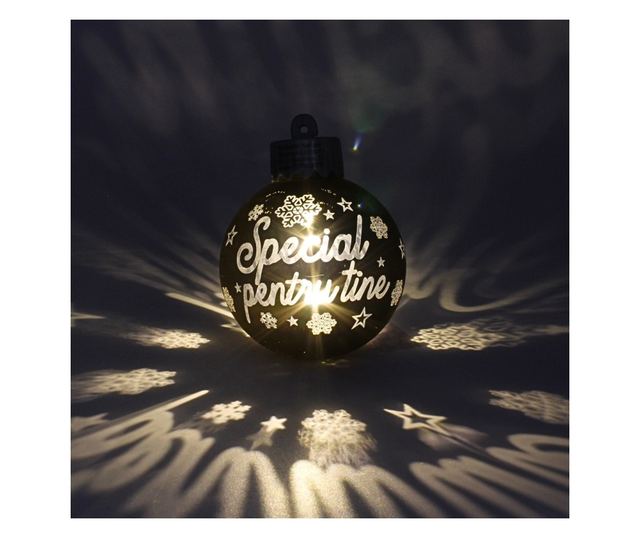 Karácsonyi gömb, LED-del, arany színű, "Különleges neked" felirattal
